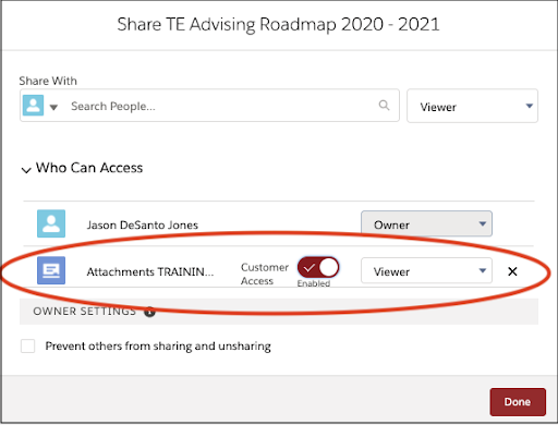 File sharing menu