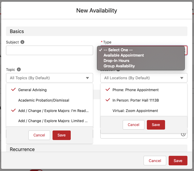 New Availability options